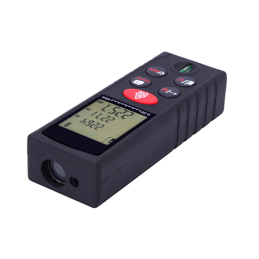 40M Laser Distance Meter with Bubble Level, LCD Backlit Display and Measure Distance, Area and Volume, Digital Laser Measurement