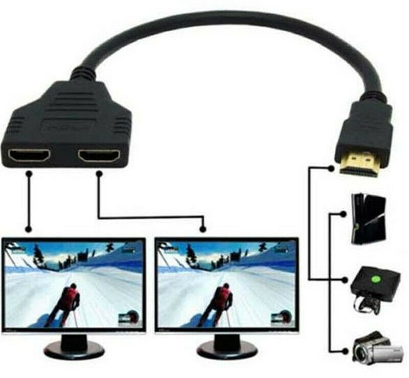 HDMI Splitter Adapter Cable 2 Dual Port Y Splitter 1 In 2 Out HDMI Male To HDMI Female 1 To 2 Way for HDMI HD LED LCD  TV
