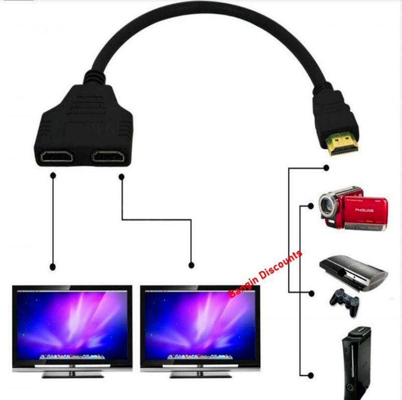 HDMI Splitter Adapter Cable 2 Dual Port Y Splitter 1 In 2 Out HDMI Male To HDMI Female 1 To 2 Way for HDMI HD LED LCD  TV
