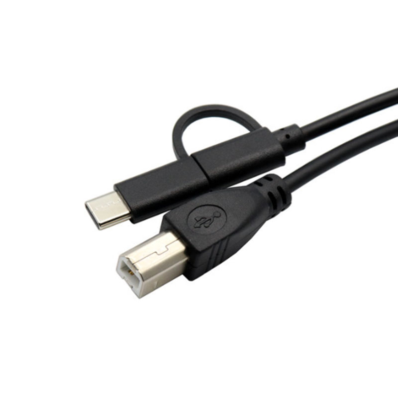 Micro Usb 2.0 + TYPE C Male To USB 2.0 Type-B Male OTG Cable for Phone Printer Scanner Electronic Piano and Electronic Drum