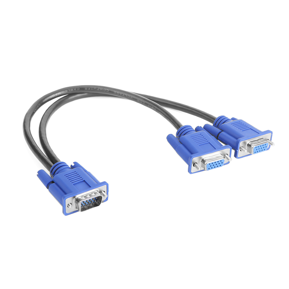 VGA Splitter Cable 1 Computer to Dual 2 Monitor Adapter Y Splitter Male to Female VGA Wire Cord for PC Laptop