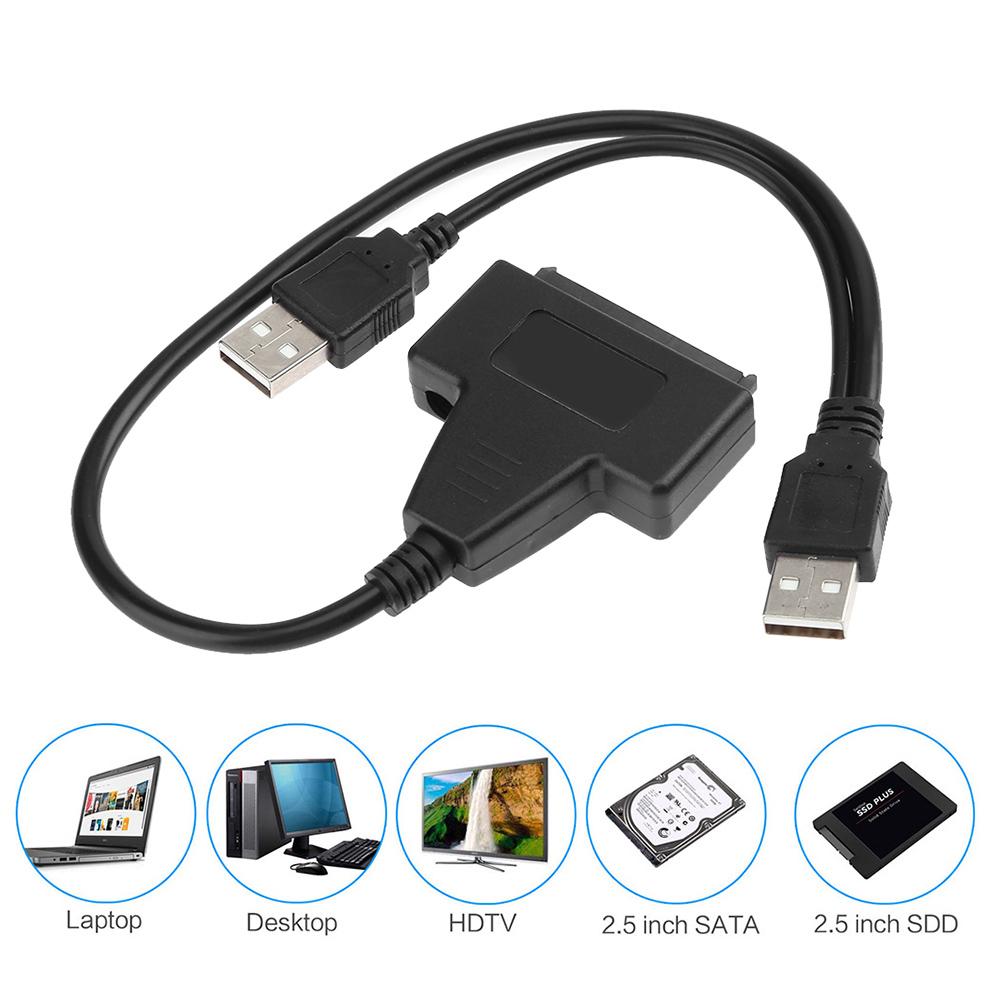 USB 2.0 to Sata Adapter for 2.5/3.5 inch Hard Disk Drive Converter Cable Dual Power Supply Sata Hard Drive Cable