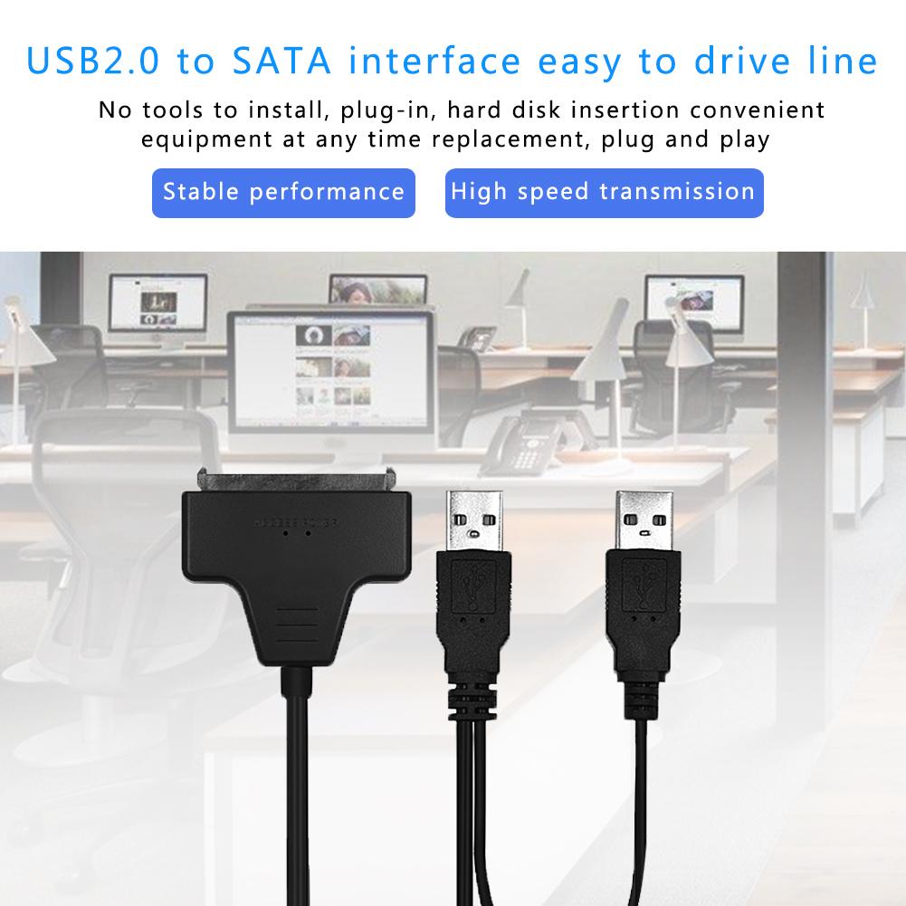 USB 2.0 to Sata Adapter for 2.5/3.5 inch Hard Disk Drive Converter Cable Dual Power Supply Sata Hard Drive Cable