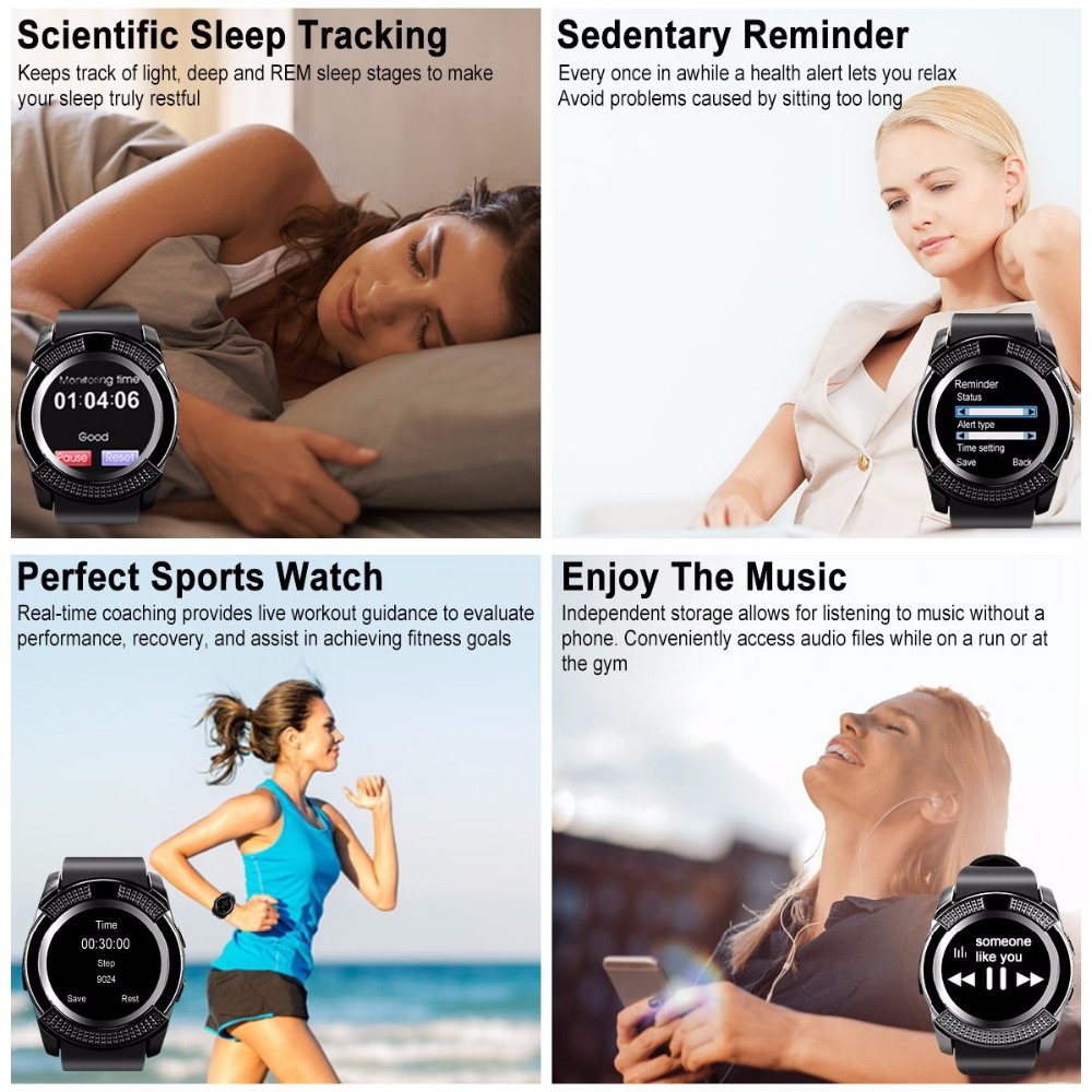 New Bluetooth Smart Watch Sports Fitness Tracker Support SD Card SIM Card (not include)Music Camera Smartwatch Phone Watch Men Women Kids
