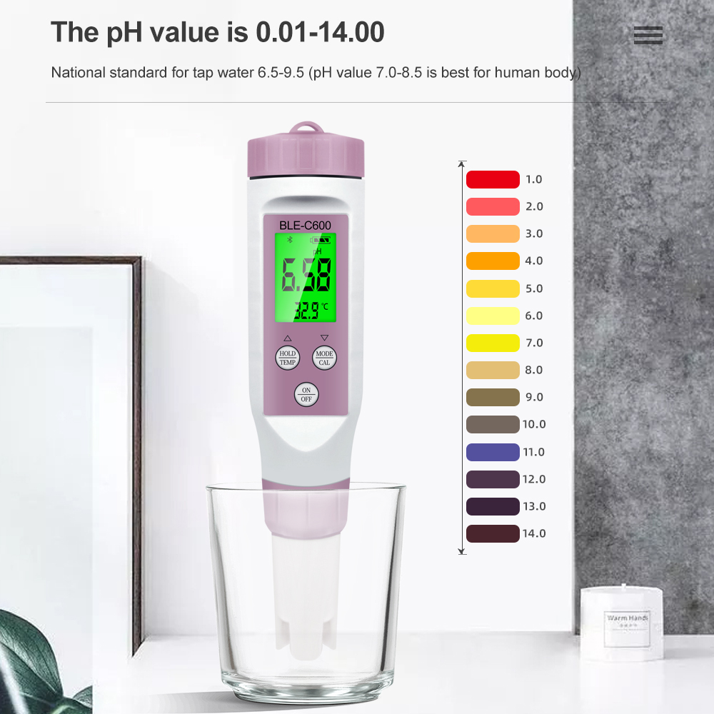 7 in 1 Temp ORP EC TDS Salinity S.G PH Meter Online Blue Tooth Water Quality Tester Mobile APP for Drinking Hydroponic Aquarium