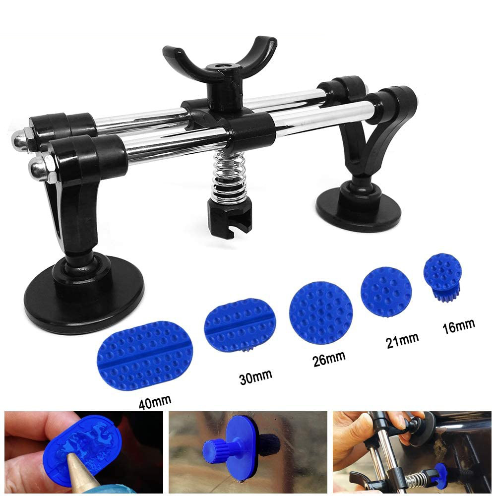 New Auto Body Repair Tool Kit Car Dent Puller with Double Pole Bridge Dent Puller Glue Puller Tabs for Automotive Dent Removal