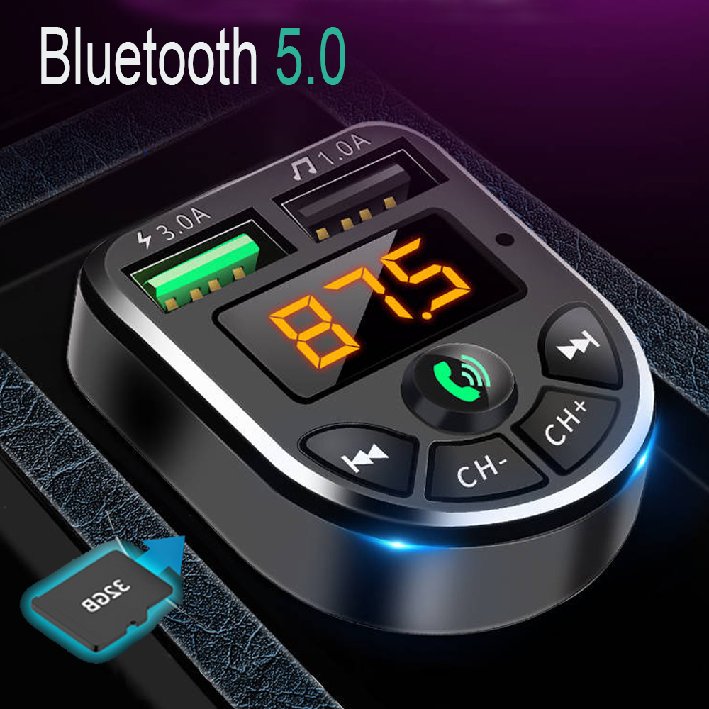Bluetooth 5.0 FM Transmitter Car Kit MP3 Modulator Player Wireless Handsfree Audio Receiver Dual USB Fast Charger 3.1A
