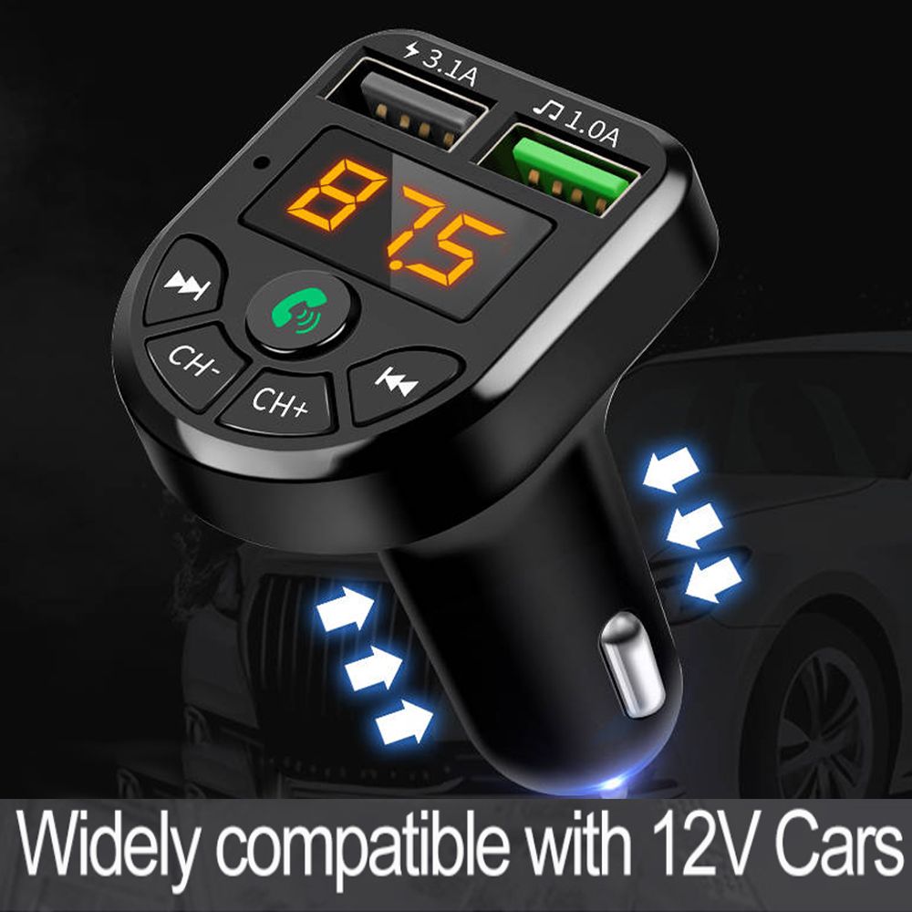 Bluetooth 5.0 FM Transmitter Car Kit MP3 Modulator Player Wireless Handsfree Audio Receiver Dual USB Fast Charger 3.1A