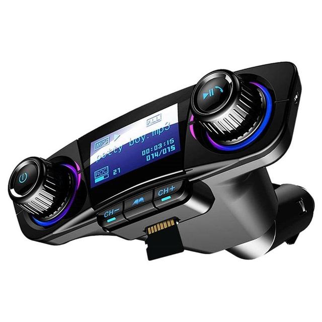 Power ON OFF Bluetooth 5.0 FM Transmitter Modulator TF Music Car Audio AUX Handsfree Kit MP3 Player USB