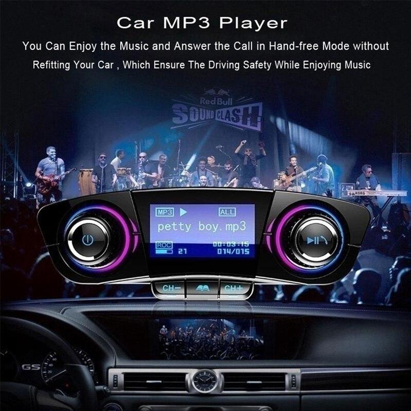 Power ON OFF Bluetooth 5.0 FM Transmitter Modulator TF Music Car Audio AUX Handsfree Kit MP3 Player USB