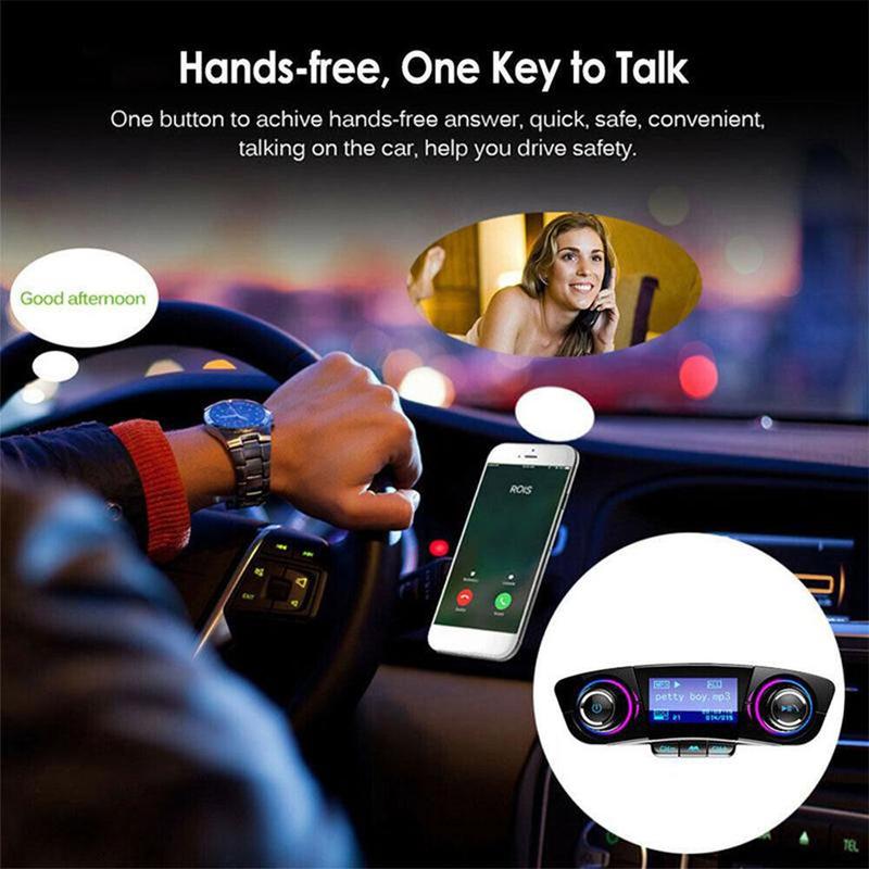 Power ON OFF Bluetooth 5.0 FM Transmitter Modulator TF Music Car Audio AUX Handsfree Kit MP3 Player USB