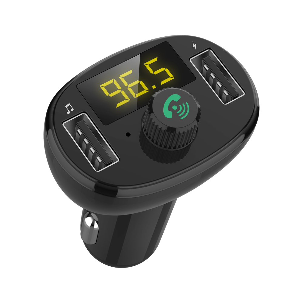 Bluetooth FM Transmitter for Car,Bluetooth Car Adapter with QC3.0 Charging, Support Siri Google Assistant, USB Flash Drive,