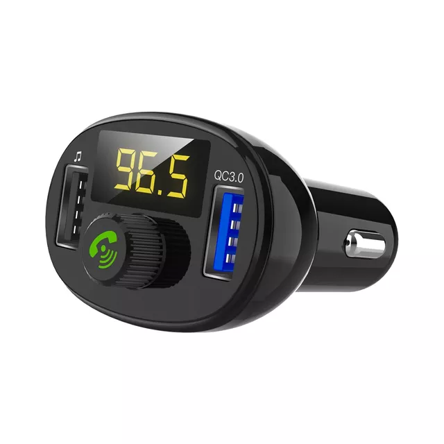 Bluetooth FM Transmitter for Car,Bluetooth Car Adapter with QC3.0 Charging, Support Siri Google Assistant, USB Flash Drive,