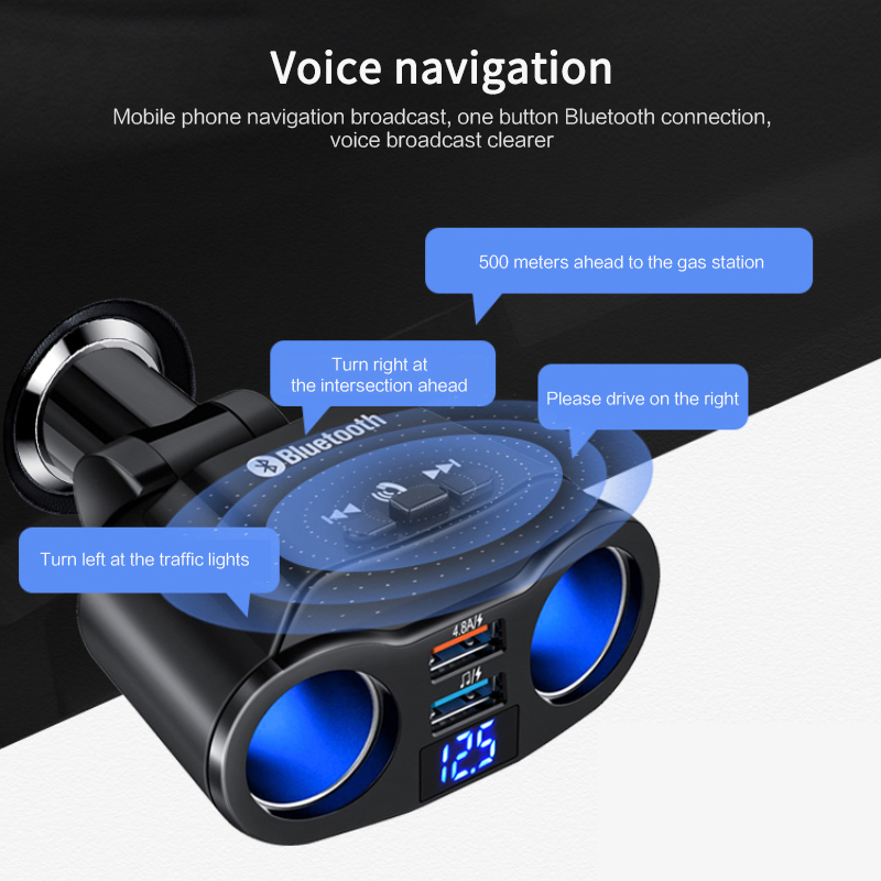 Car Bluetooth Transmitter Car Handsfree FM Transmitter MP3 Music Player Kit USB Quick Charge Auto Cigarette Lighter Adapter