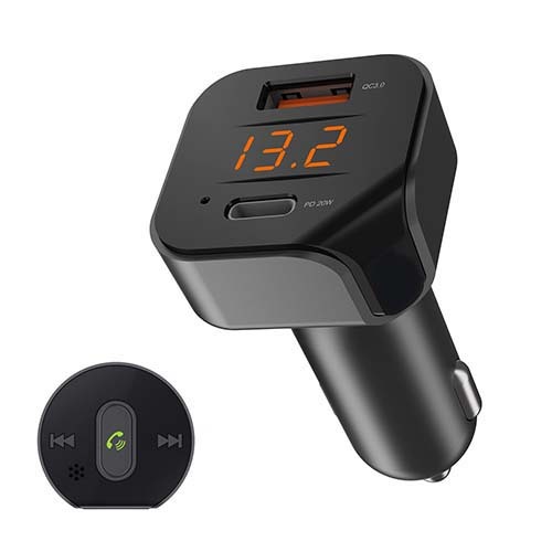 Bluetooth 5.1 FM Transmitter HandsFree W/Remote Control Wireless Car Kit FM Radio Modulator QC3.0&PD 20W Car Charger MP3 Player