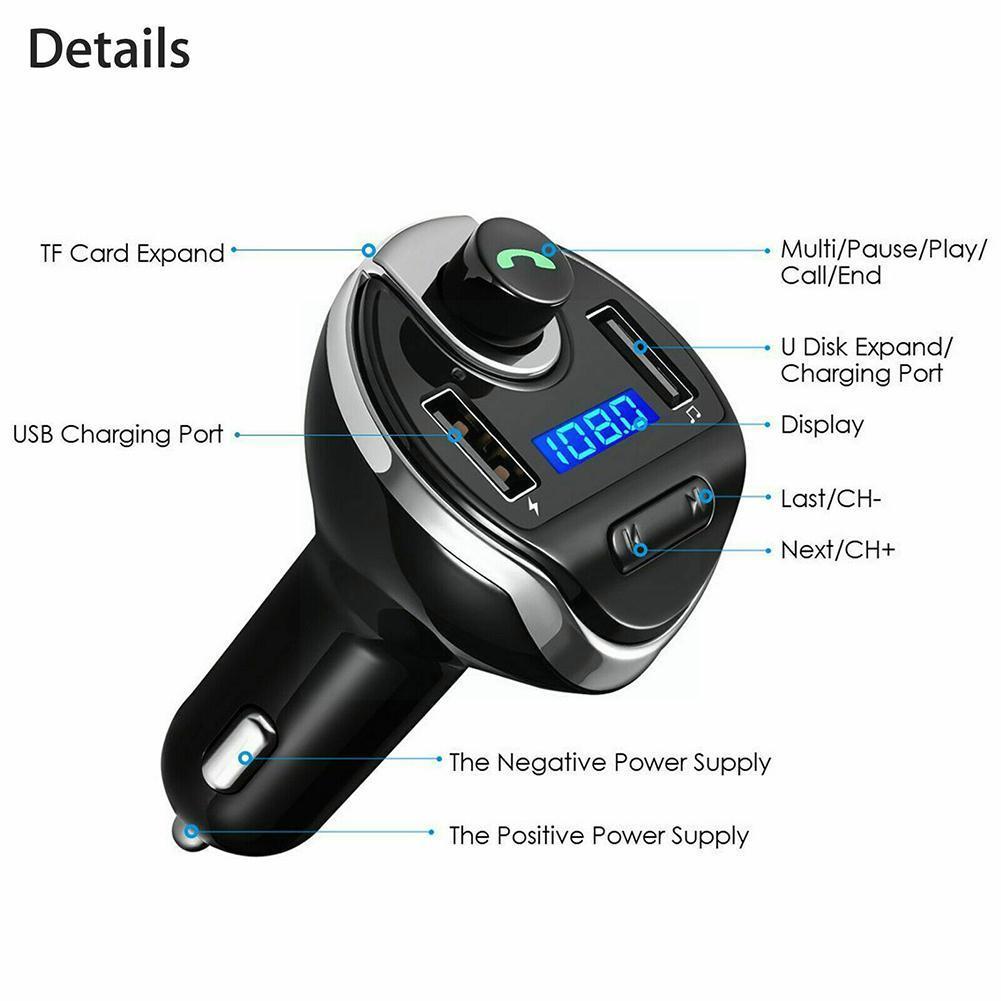 Hands Free Calls Wireless Bluetooth 3.0 FM Transmitter Charger MP3 Dual Audio Accessories Player Music For Car USB Receiver