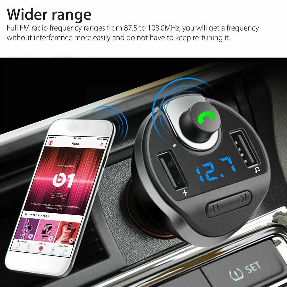 Hands Free Calls Wireless Bluetooth 3.0 FM Transmitter Charger MP3 Dual Audio Accessories Player Music For Car USB Receiver