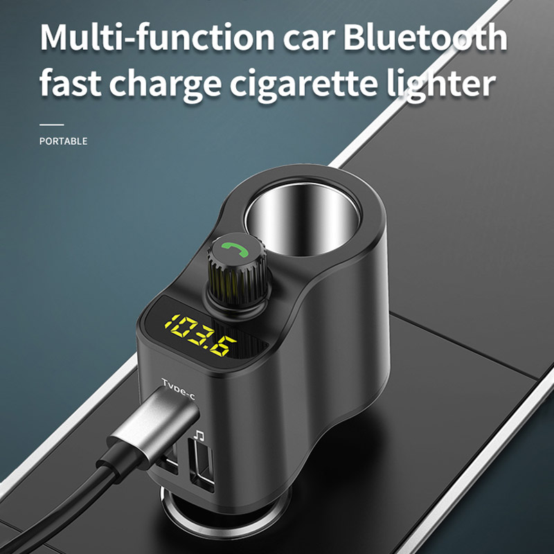 FM Transmitter Bluetooth 5.0 Car Kit Handsfree Car Music Player  3.1A Cigarette Lighter Socket Splitter Dual USB Car Charger