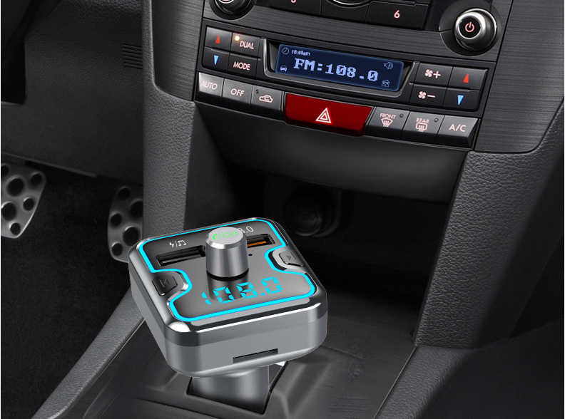 Bluetooth 5.0 Car Kit Handsfree FM Transmitter FM Modulator Music Mp3 Player QC3.0 Quick Charge Dual USB Phone Charger