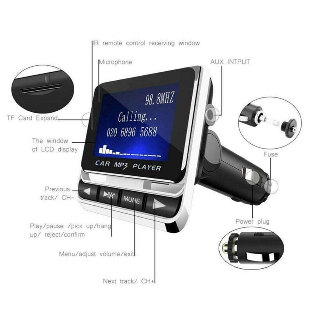 Car FM Transmitter Modulator Bluetooth-compatible Aux Mp3 Music Player 1.4 Inch LCD Screen Handsfree Call Car Kit Accessories