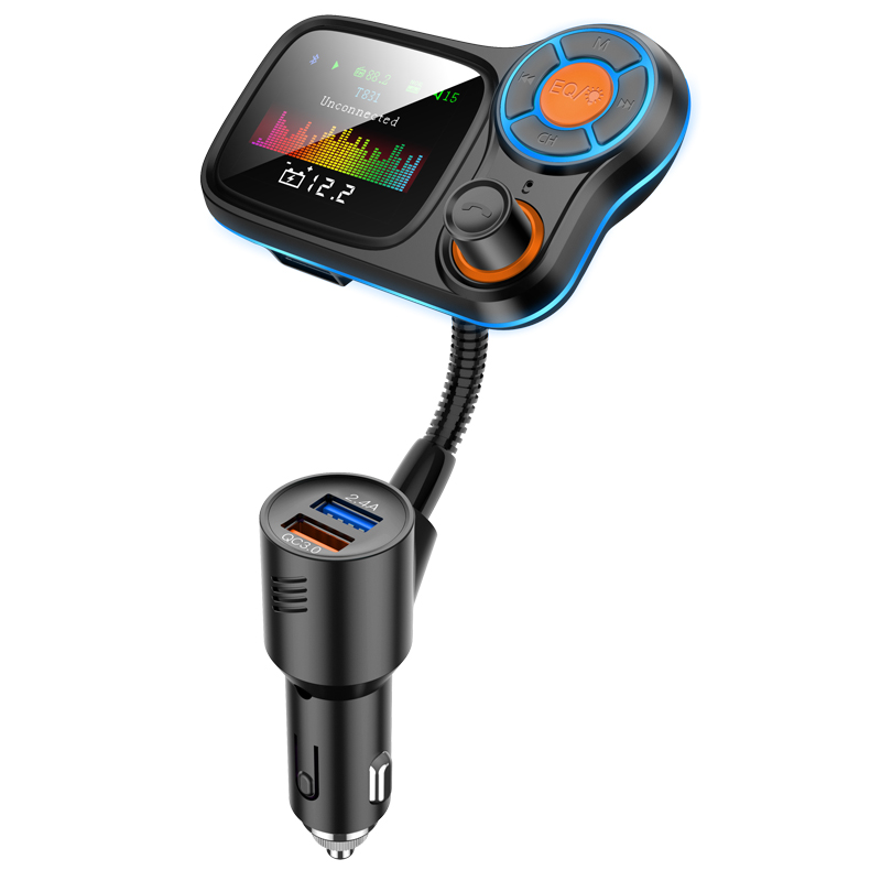 LCD Screen Folder Change Bluetooth Car Kit Handsfree FM Transmitter Radio Adapter TF AUX Music MP3 Player QC3.0 USB Fast Charger