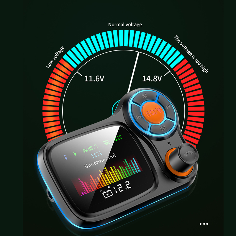 LCD Screen Folder Change Bluetooth Car Kit Handsfree FM Transmitter Radio Adapter TF AUX Music MP3 Player QC3.0 USB Fast Charger
