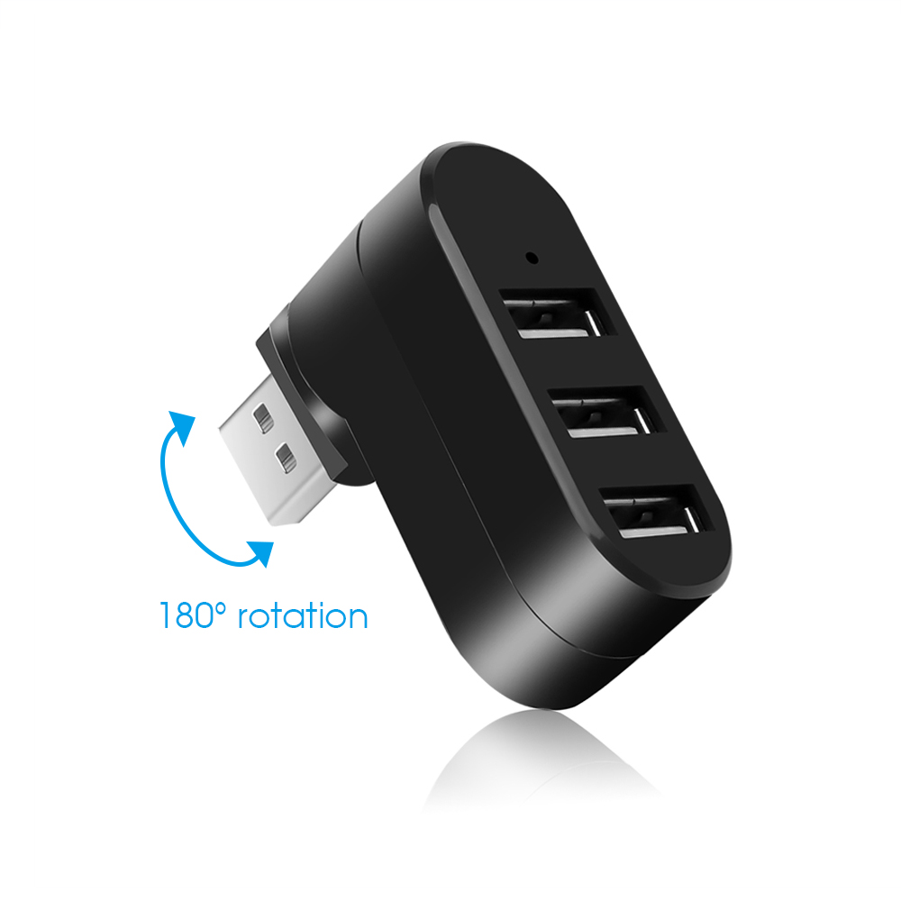 USB Hub 2.0 Adapter Rotate High Speed U Disk Reader Splitter 3 Ports USB 2.0 for Computer PC Laptop Mac Mini Accessories