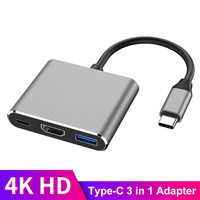 New Type-c HUB USB C To HDMI-Compatible Splitter USB-C 3 IN 1 4K HDMI USB 3.0 PD Fast Charging Smart Adapter