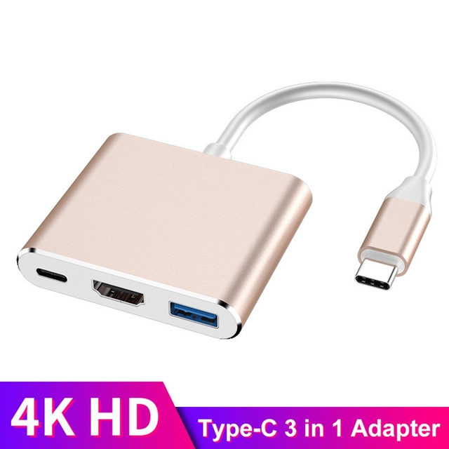 New Type-c HUB USB C To HDMI-Compatible Splitter USB-C 3 IN 1 4K HDMI USB 3.0 PD Fast Charging Smart Adapter