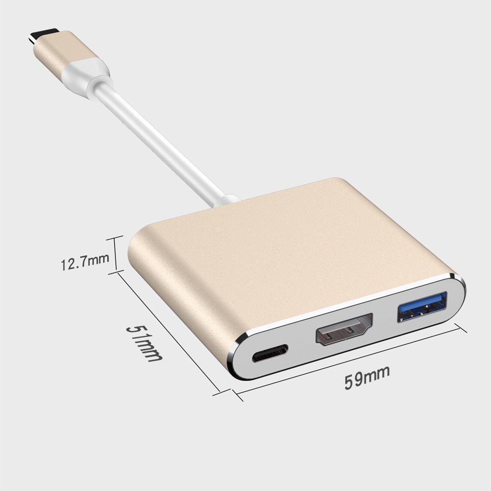 New Type-c HUB USB C To HDMI-Compatible Splitter USB-C 3 IN 1 4K HDMI USB 3.0 PD Fast Charging Smart Adapter