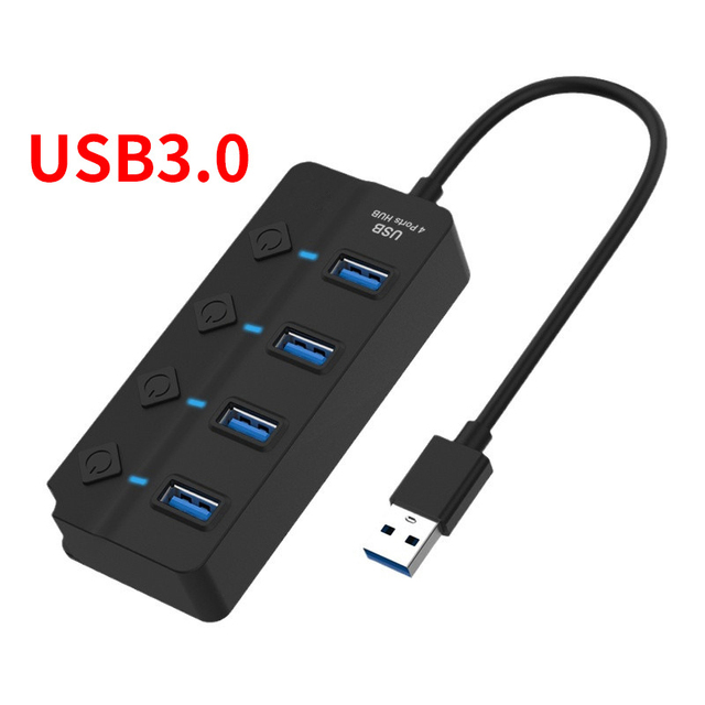 7 Port USB3.0 Adapter Portable USB Multiport USB 3.0 Ports Hub with Switches LED Converter 5Gbps Data Transfer for Laptop PC
