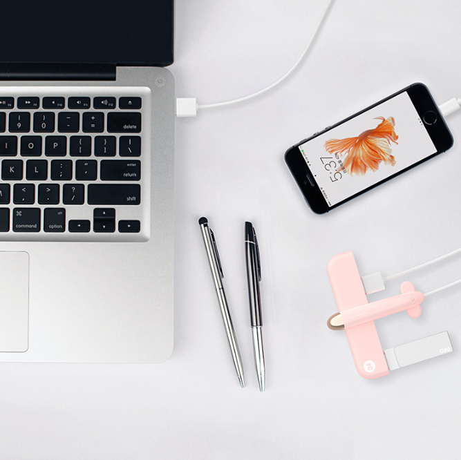 4 Ports Combo Micro USB 2.0 Hub Plane Shape Multi Port Usb Splitter Creative Mini Hab Portable Accessories For PC Computer