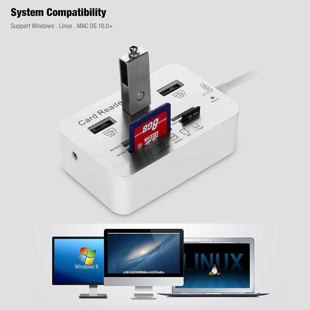 USB3.0 HUB card reader USB3.0 combo TF SD card reader HUB two-in-one docking station