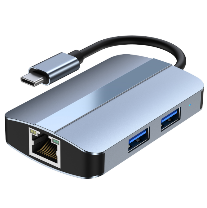 USB C Hub Adapter 5 In 1 Usb3.0 Hub Type-C to RJ45 Network Card Splitter with 100MB/S Port TF SD Card Reader for MacBook Air Pro