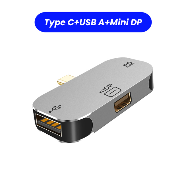 USB Hub 3-in-1 Extender USB Type C To Mini DP/HD/USB A Data Sync Fast Transport Video Converter Computer Phone PD Phone Adapter
