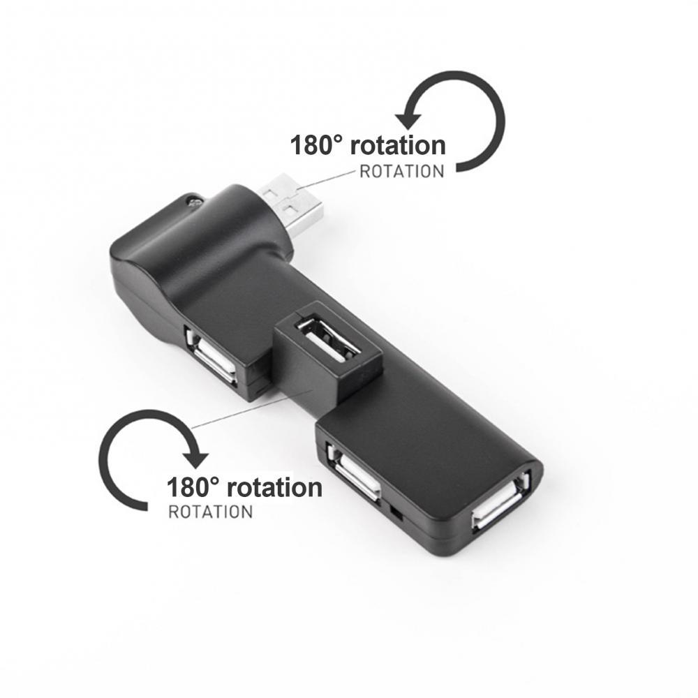 Hub Mini Size USB  Adapter USB Rotatable 4 Ports Mini Usb Hub Splitter Data Cable Adapter Connector Creative