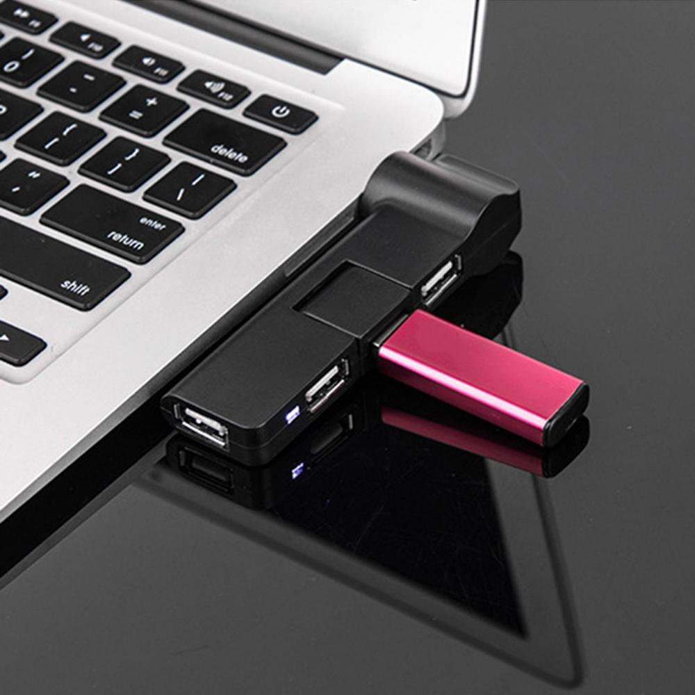Hub Mini Size USB  Adapter USB Rotatable 4 Ports Mini Usb Hub Splitter Data Cable Adapter Connector Creative