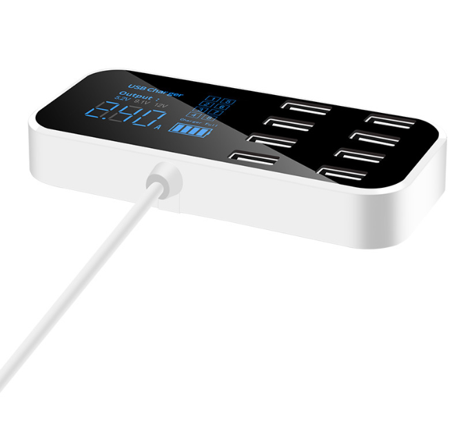 Fast Car Phone Charger 8 Port USB LCD Display Phone Charger 12V Battery Charger USB Hub for Phone Tablets