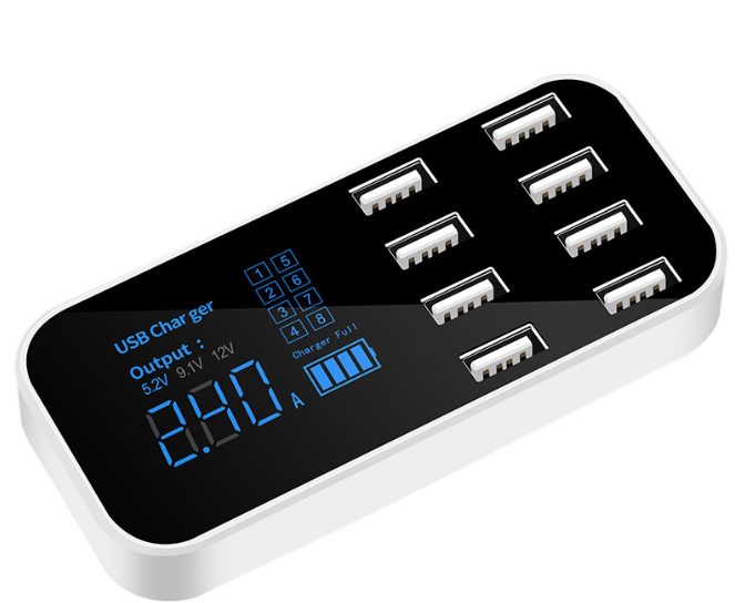 Fast Car Phone Charger 8 Port USB LCD Display Phone Charger 12V Battery Charger USB Hub for Phone Tablets