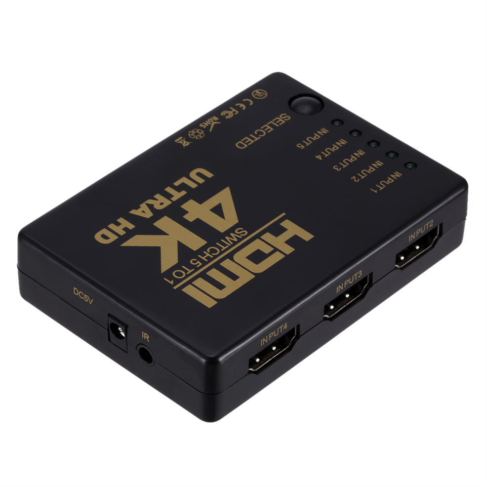 HDMI-compatible Switcher 4K HD1080P 5 Port HD Switch Selector Splitter With Hub IR Remote Controller For HDTV DVD TV BOX