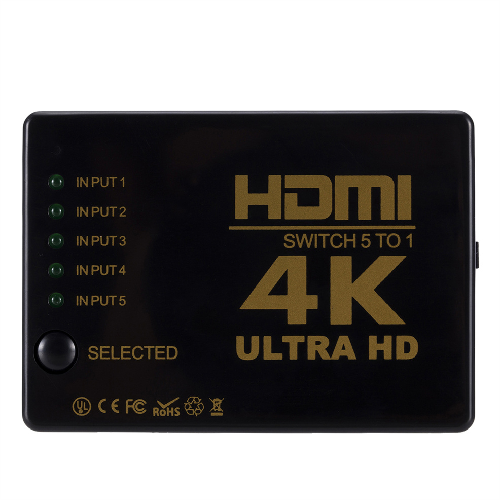 HDMI-compatible Switcher 4K HD1080P 5 Port HD Switch Selector Splitter With Hub IR Remote Controller For HDTV DVD TV BOX