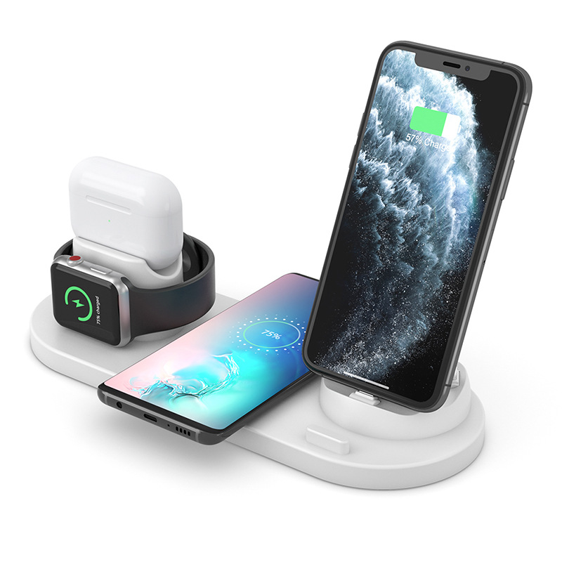 6 In 1 Wireless Charger Dock Station Fast Wireless Charging Bracket Holder For Android Type-C Phones Iwatch Airpods Iphone