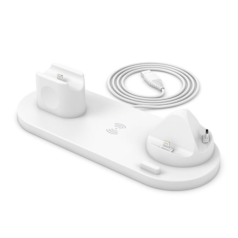 6 In 1 Wireless Charger Dock Station Fast Wireless Charging Bracket Holder For Android Type-C Phones Iwatch Airpods Iphone