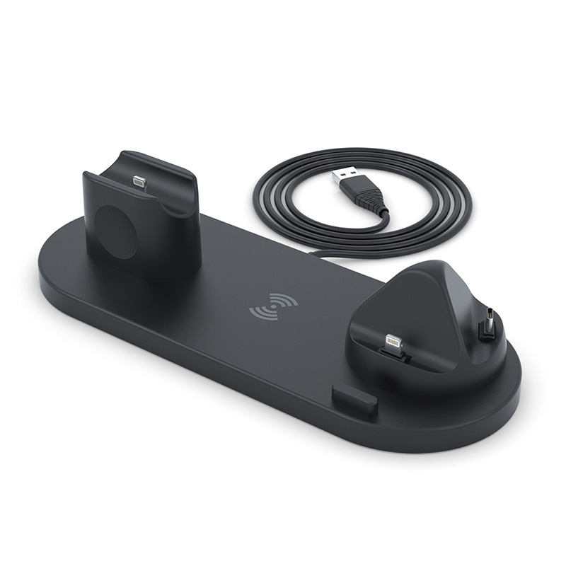 6 In 1 Wireless Charger Dock Station Fast Wireless Charging Bracket Holder For Android Type-C Phones Iwatch Airpods Iphone