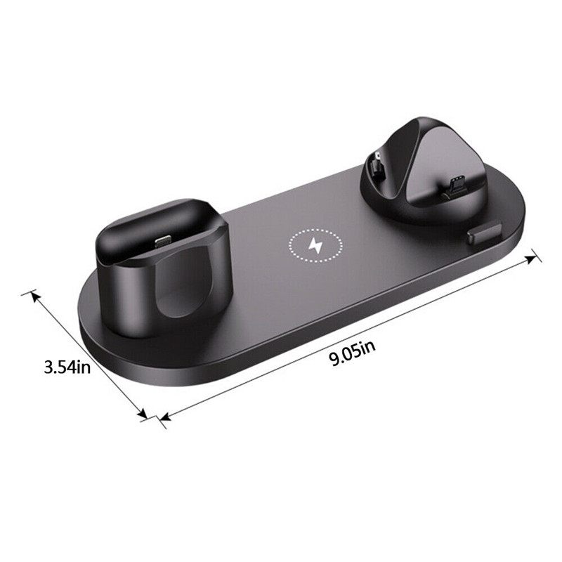 6 In 1 Wireless Charger Dock Station Fast Wireless Charging Bracket Holder For Android Type-C Phones Iwatch Airpods Iphone