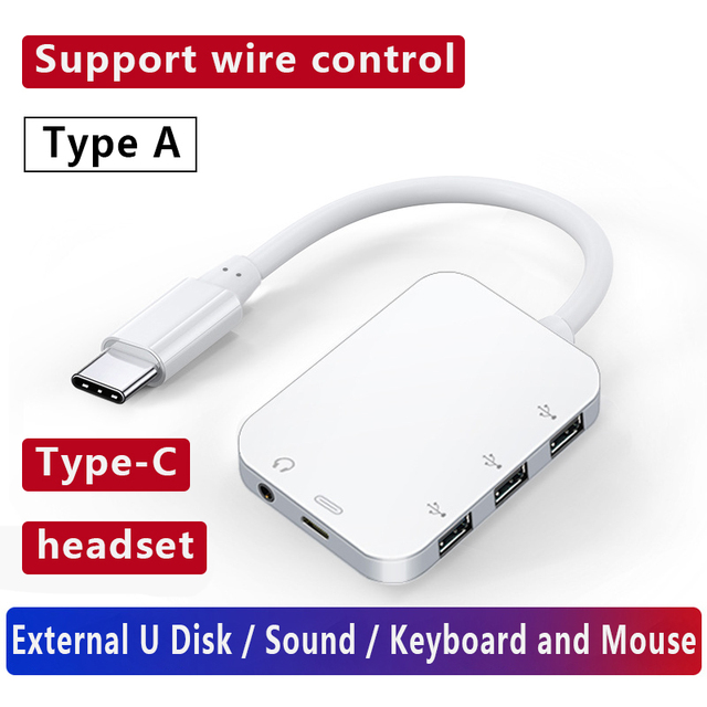 Type-C Docking Station Type-C hub Five in One Multifunctional USB Splitter 3.0 USB HUB Hub Headset 3.5mm