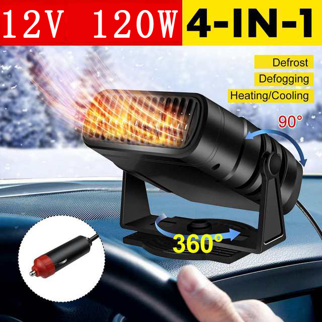 12V/24V Winter Car Heater 360 Rotate Electric 120W Dryer Demister 4 IN 1 Windshield Defogging Defroster Auto Cooling Heating Fan