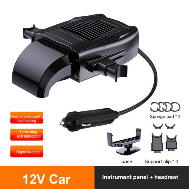 12V Portable Car Heater Electric Cooling Heating Fan 4 IN 1 Electric Dryer Windshield Defogging Demister Defroster