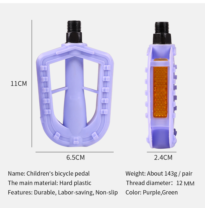 2pcs Lightweight Kids' Bikes Bicycle Pedal 12MM Hard Plastic Footrest Cycling Pedsl Anti-Slip Children Kid Bicycle Pedals