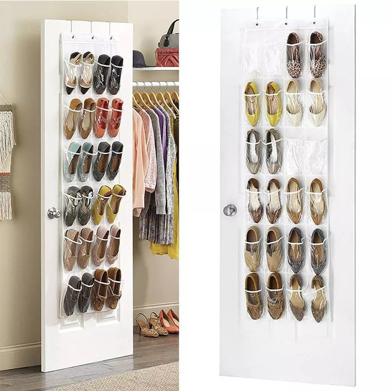 24 Pockets Shoes Organizer Rack Hanging Organizers Space Saver Hanging Over The Door Behind Closet Organizer Storage Hanger